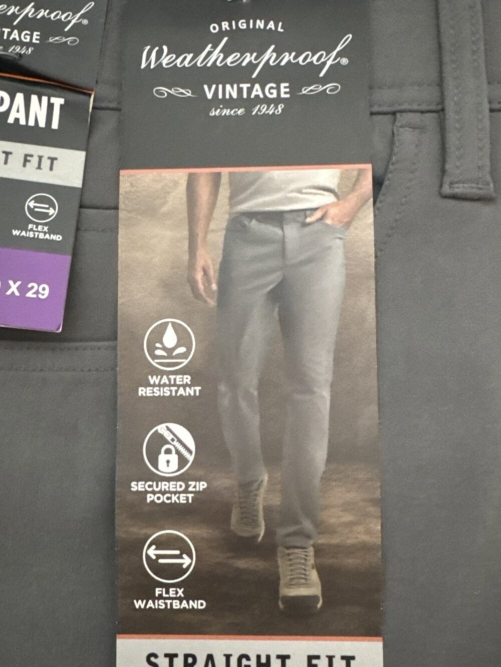 Weatherproof Vintage Men's Tech Pant Stretch Water Resistant 5-Pocket, Sz 40x29